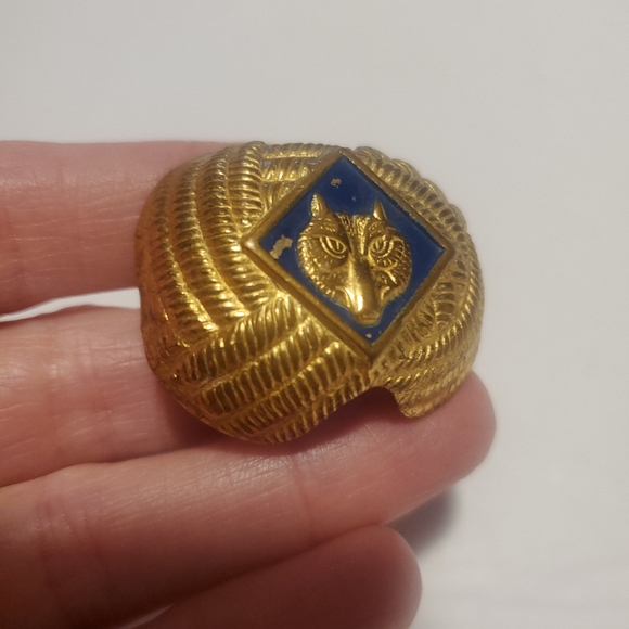 Boy Scout Cub Scout Wolf Blue Gold Tone Neckerchief Scarf Slide VTG - Picture 8 of 12